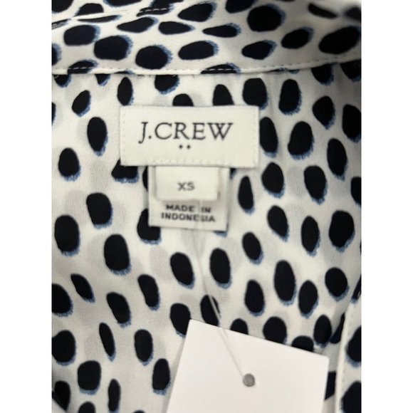 J Crew Factory Women’s XS Blouse Career Black White Spotted Button Up Su19 New - Picture 5 of 9